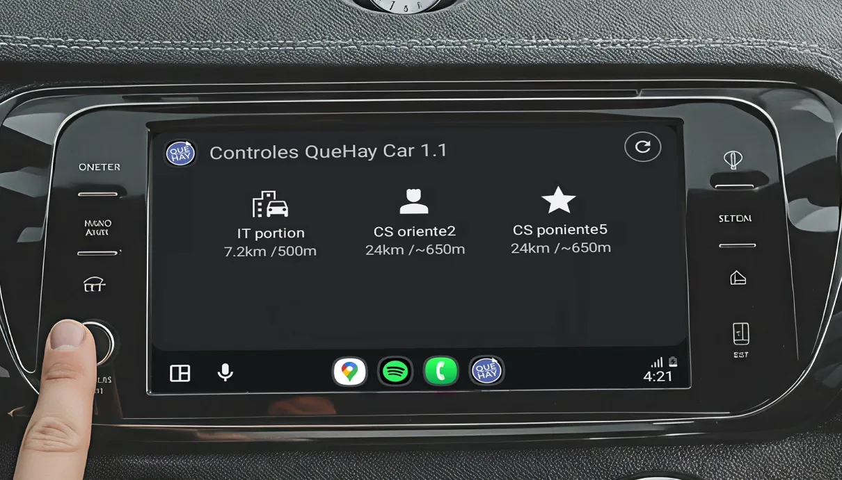 Control de acceso vehicular con la aplicación QuéHay! en la pantalla del auto.