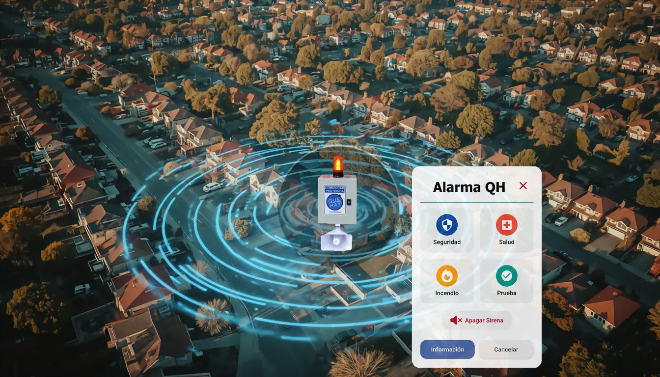 Alarma comunitaria QH! para mayor seguridad en el condominio.